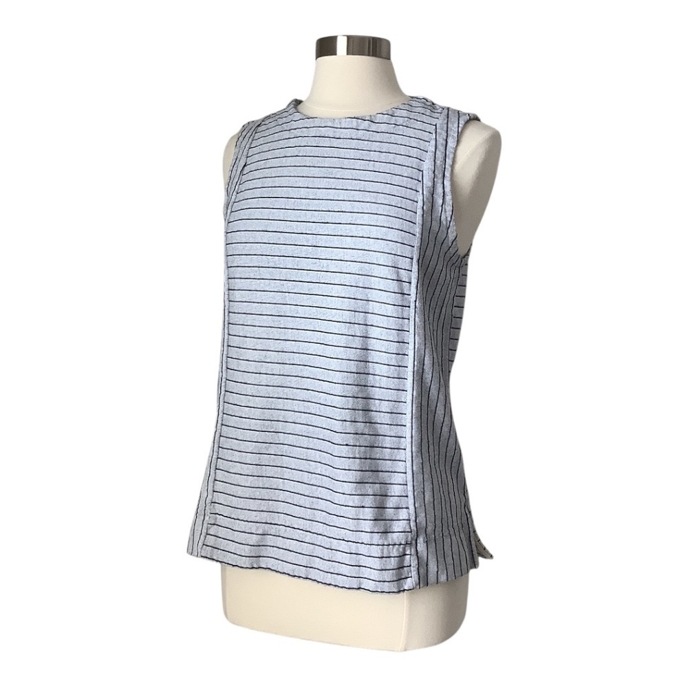 J Crew White Navy Striped Shell Tank‎ Top M